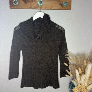Pink Rose Dark Brown Cowl Neck Sweater